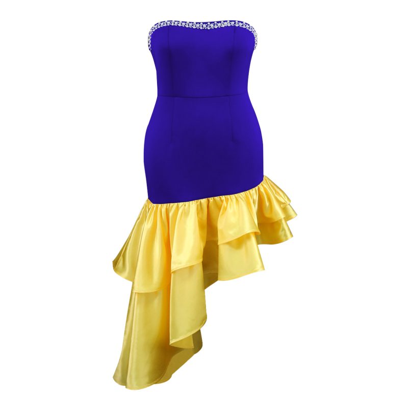 Elegant Women’s Contrast Color Sleeveless Tube Dress - Image 3