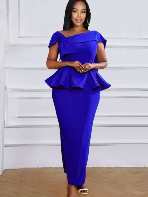 Elegant Asymmetric Collar Ruffle Faux Two-Piece Dress