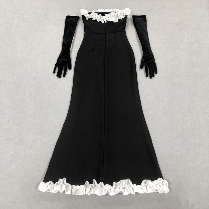 Sexy Lace Tube Top Split Maxi Dress - Image 3