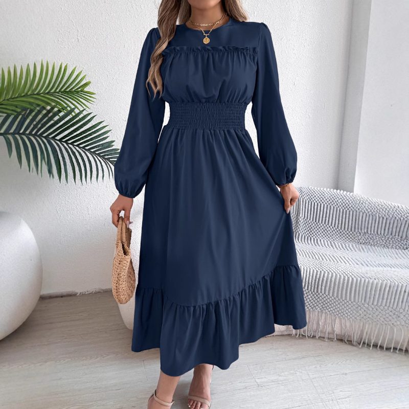 Women’s Autumn Winter Pleated Maxi Dress