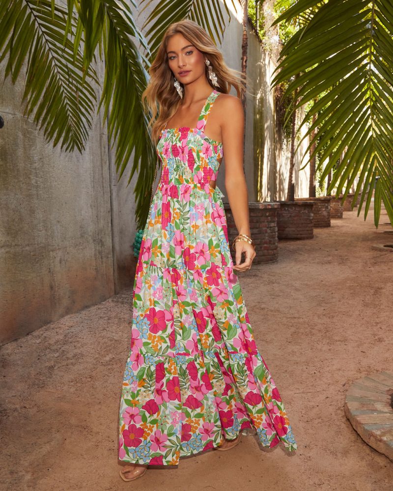 Summer Office Sleeveless Printed Long Sling Dress - Image 3