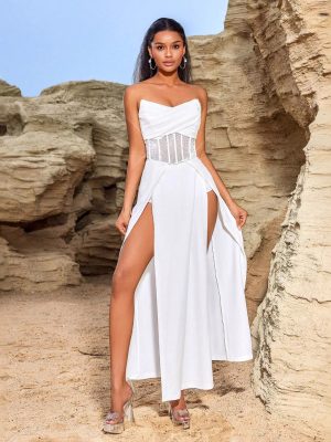 Elegant Tube Top Dress with Rhinestone Detail
