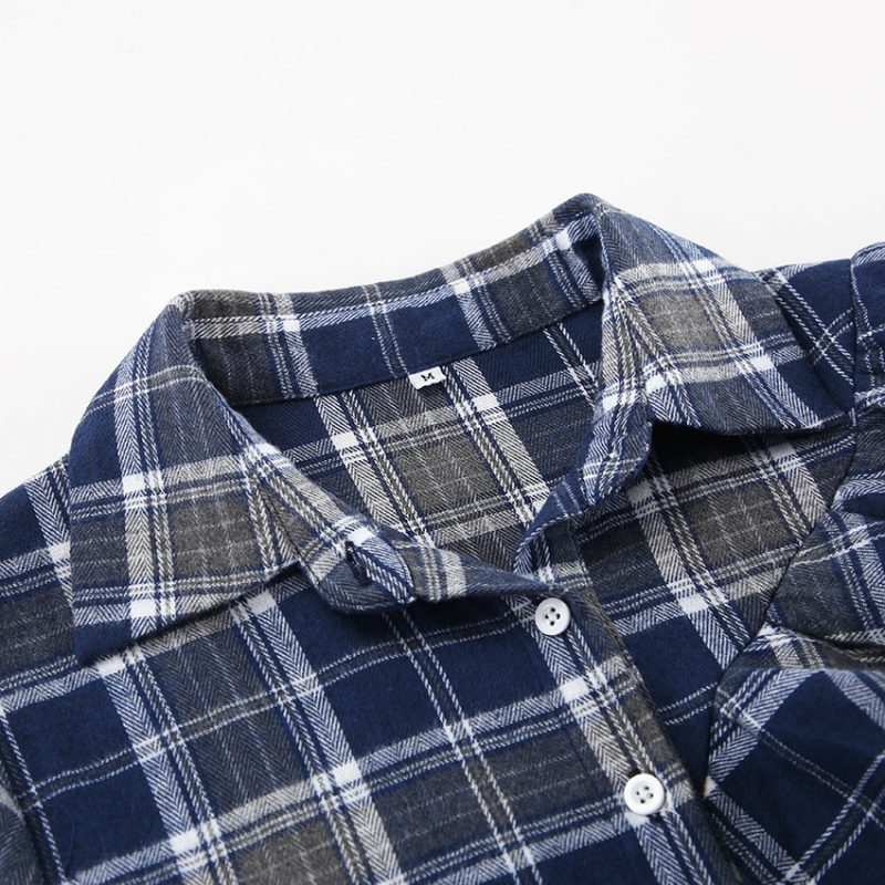 Retro Plaid Ruffled Asymmetric Short Dress - Image 4