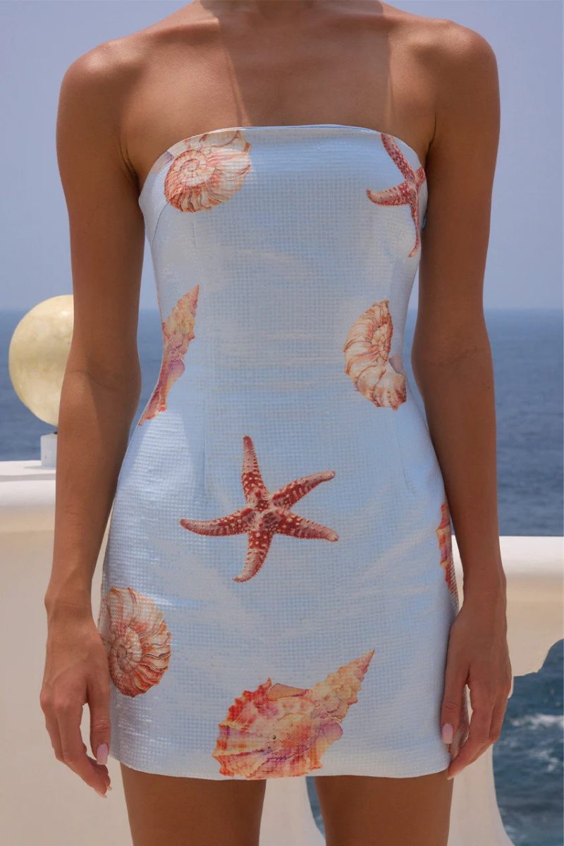 Sequined Chest-Wrap Printed Stretch Holiday Dress - Image 2