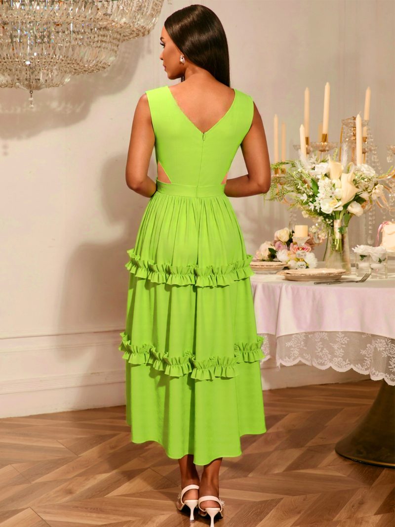 High-End V-Neck Cutout A-Line Cocktail Party Dress - Image 2