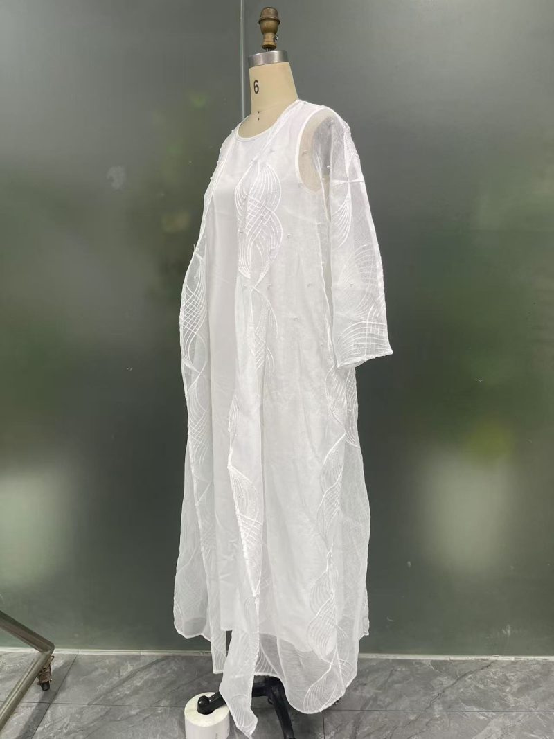 Women’s Stylish Two-Piece Beaded Robe Outfit for Summer - Image 3