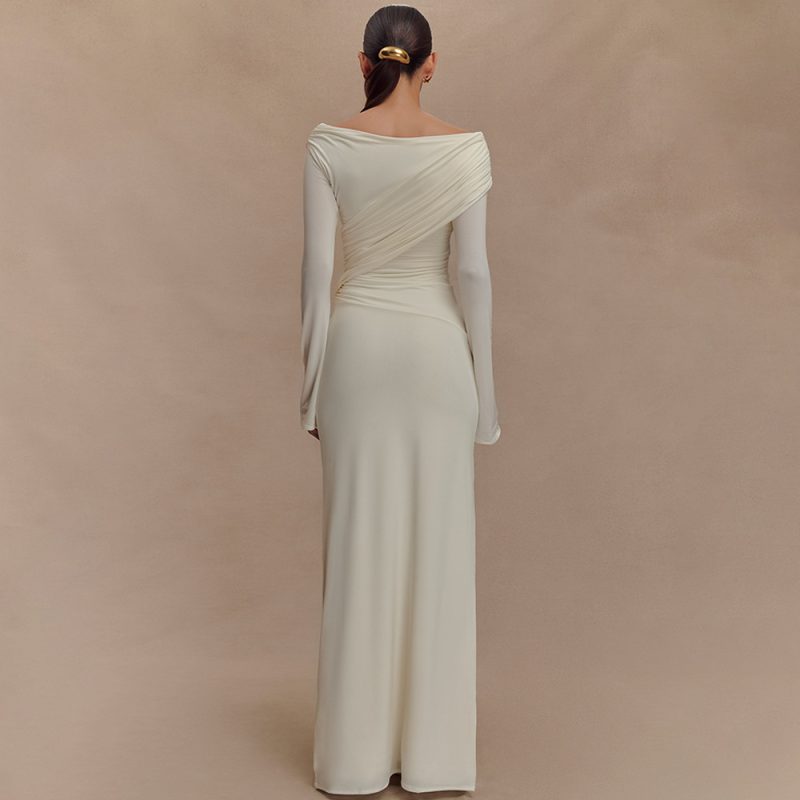 Spring V-Neck Pleated Hip Dress - Image 2