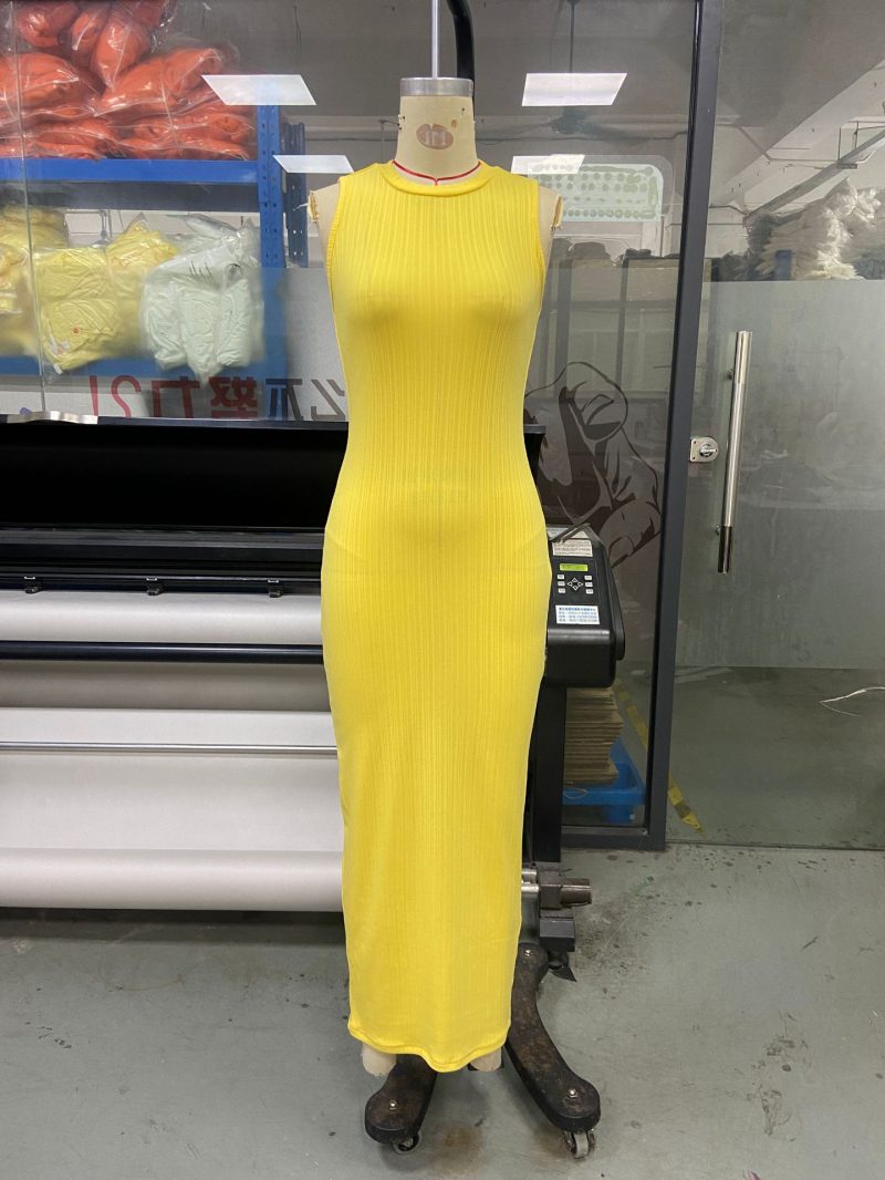 Summer Casual Knitted Sleeveless Round Neck Dress - Image 4