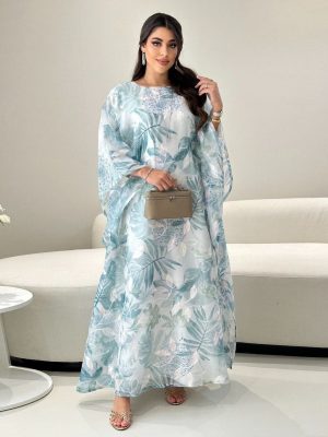 Middle Eastern Style Spring Summer Printed Robe Women