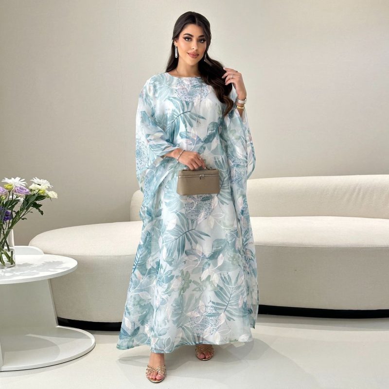 Middle Eastern Style Spring Summer Printed Robe Women