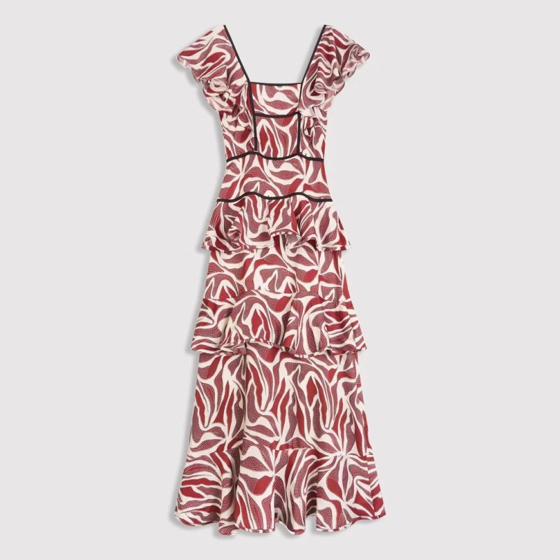 Women’s Digital Print Ruffled Backless Summer Dress - Image 4