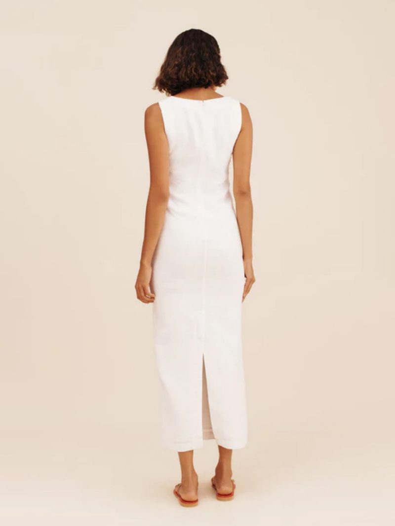 Simple Square Collar Cotton Linen Summer Maxi Dress - Image 3