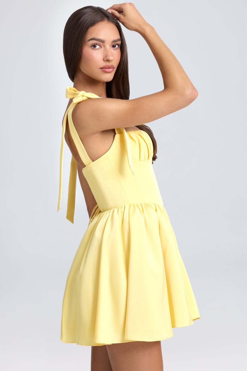Square Neck Ruched Dress with Suspenders - Image 3