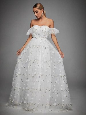 Off-Shoulder White Formal Evening Party Cocktail Dress