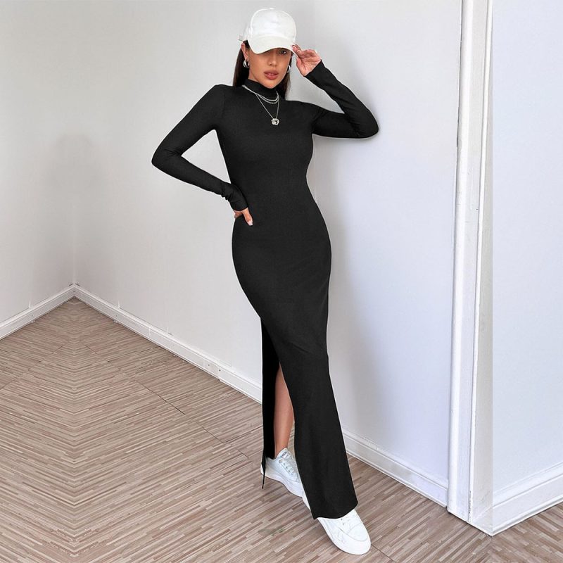 Women Autumn Winter Backless Slim Fit Dress - Image 4