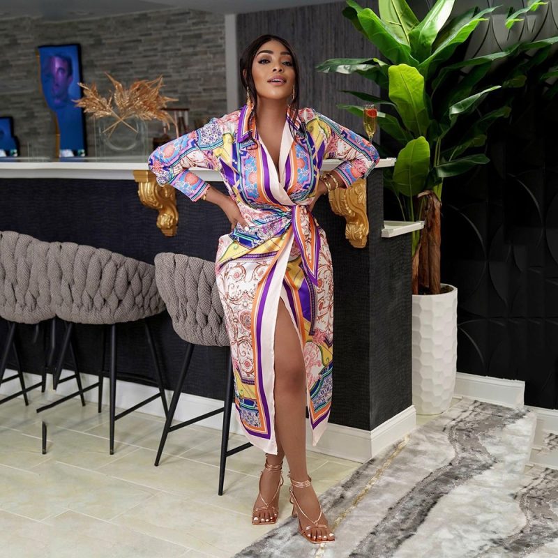 Spring Retro Ethnic Printed Long Sleeve African Dress - Image 3
