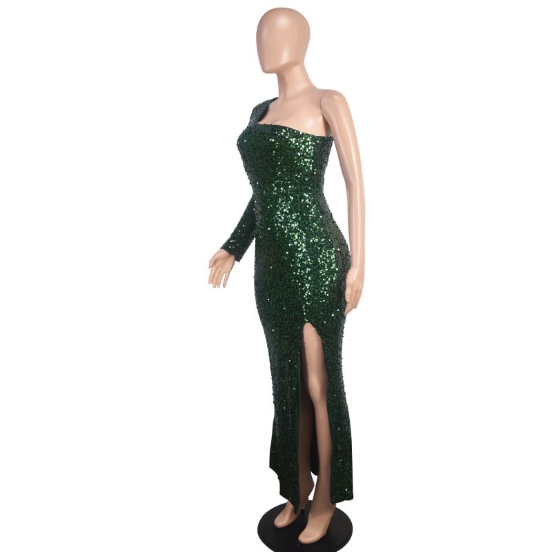 Luxury Women’s Sequin One-Shoulder Fishtail Evening Dress - Image 4