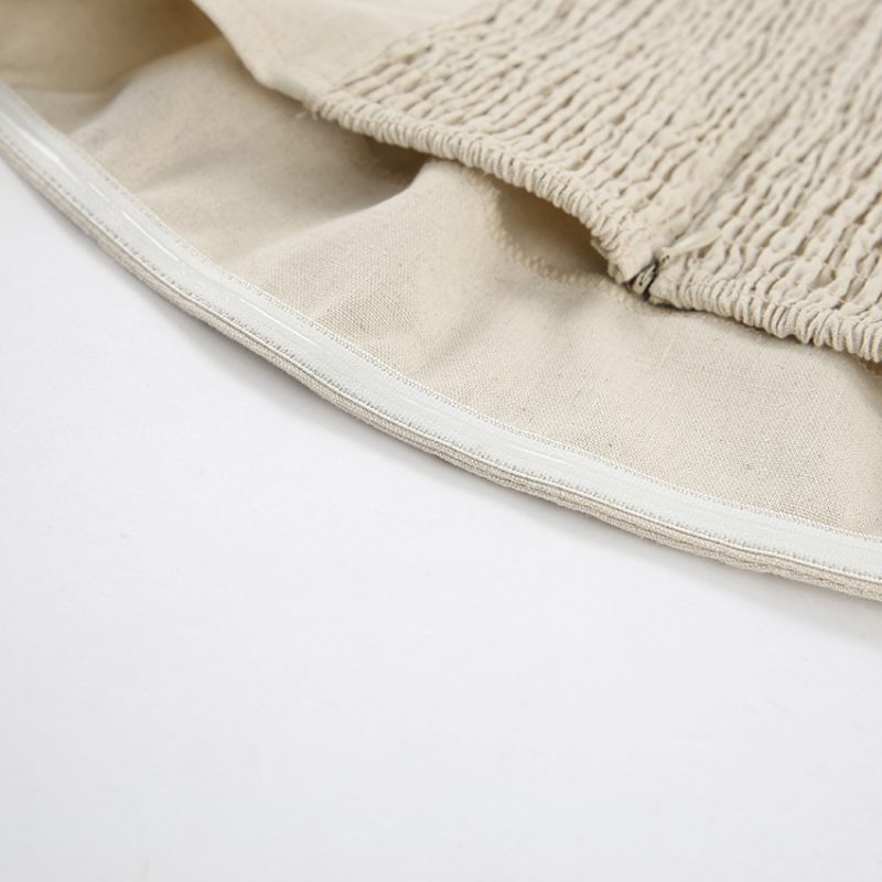 Spring Vacation Khaki Cotton Linen Backless Dress - Image 4