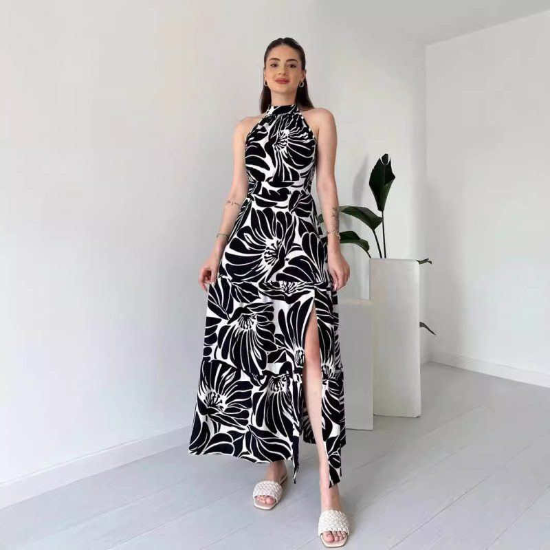 Sleeveless Printed Maxi Dress with High Slit - Image 2