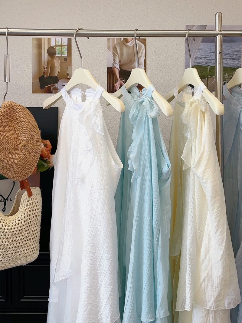 Women’s French Floral Halter Summer Maxi Dress - Image 3