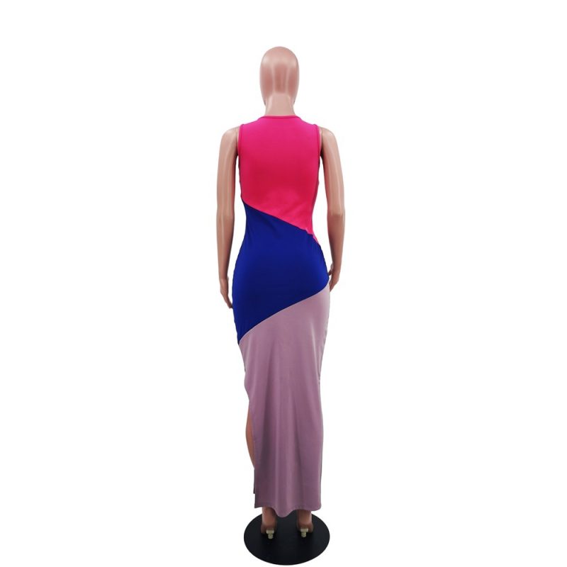 Women’s Casual Contrast Color Short Sleeve Dress - Image 3