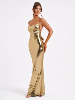 Swing Collar Backless Lace-Up Slim Sheath Dress