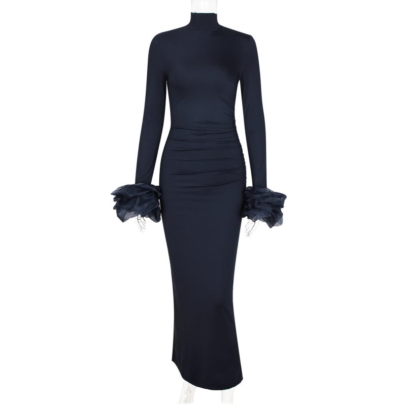 Autumn Winter Long Sleeve Split Sheath Dress - Image 3
