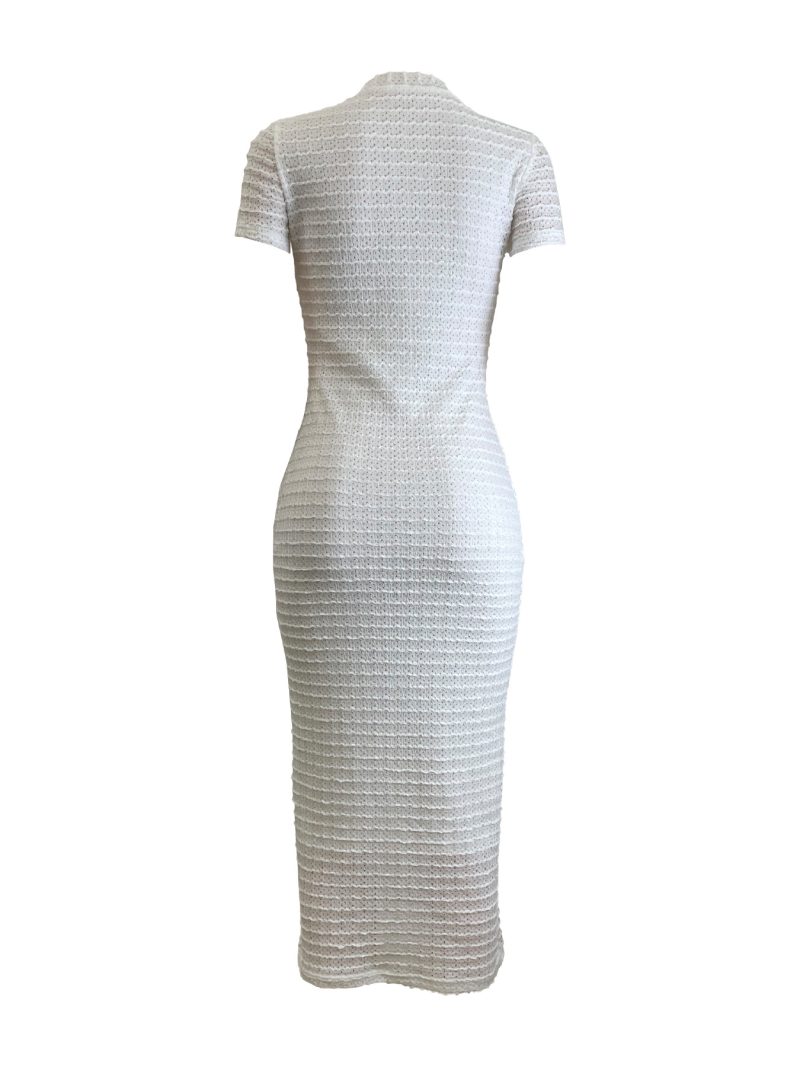 Women’s Slim Fit Knitted Short Sleeve Autumn Dress - Image 4