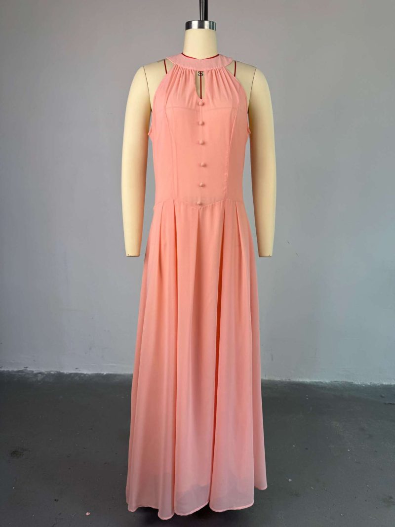Fashionable Halter Pink Slimming Summer Attire - Image 3