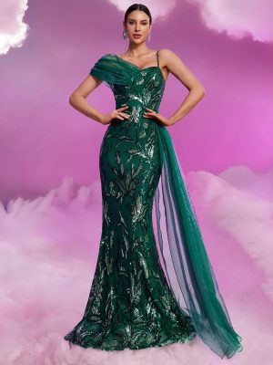 Women’s Sequin V-Neck Ribbon Cocktail Dress