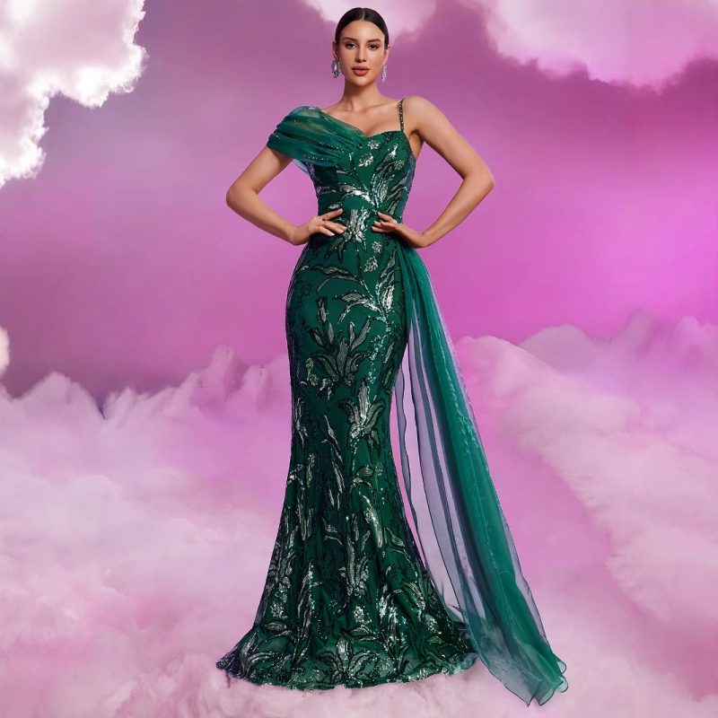 Women’s Sequin V-Neck Ribbon Cocktail Dress