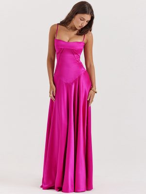 Women Sling Slim Fit Backless Maxi Dress
