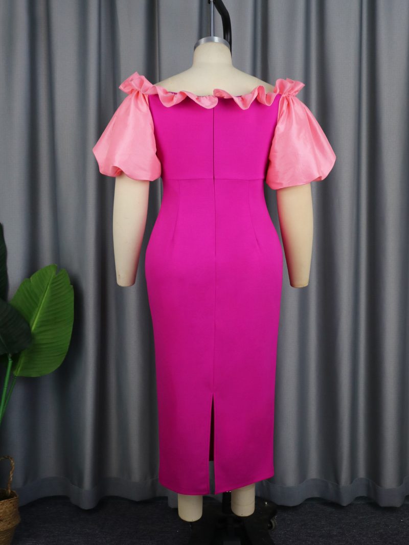Women’s Pleated Lantern Sleeve Maxi Waist Dress - Image 2