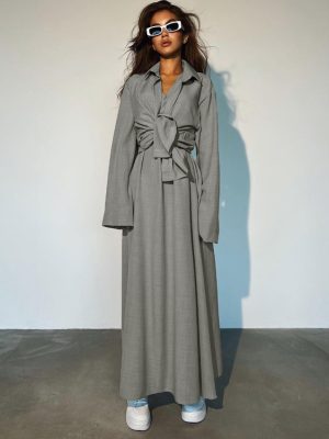 Loose Long Sleeve Two-Piece Maxi Dress Set
