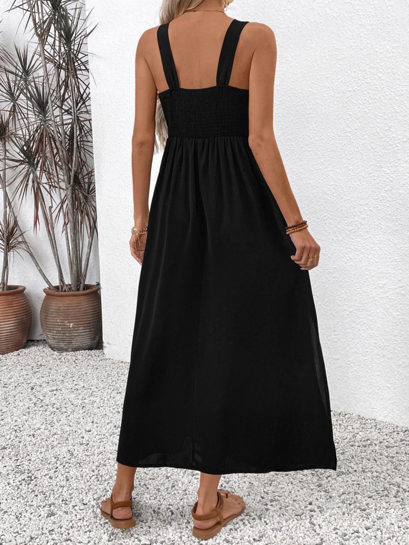 Summer Spaghetti Strap Maxi Dress with Ethnic Embroidery - Image 2
