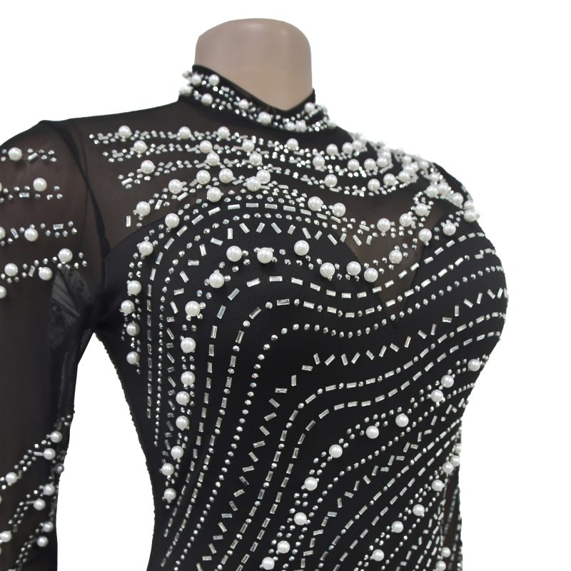 Solid Color Maxi Dress with Rhinestone Detailing - Image 4