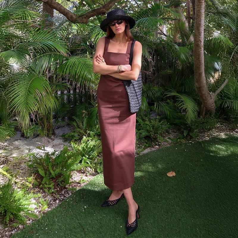 Simple Square Collar Cotton Linen Summer Maxi Dress