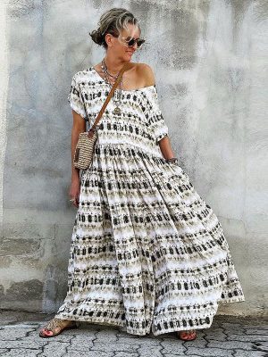 Spring Summer Short Sleeve Beach Casual Dress
