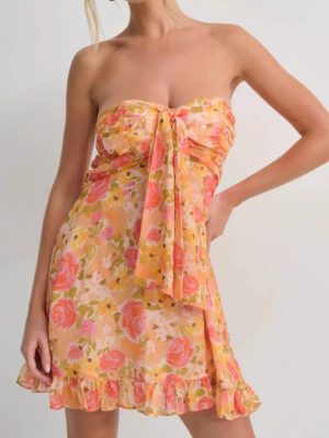 Trendy Summer Tube Dress with Print Design