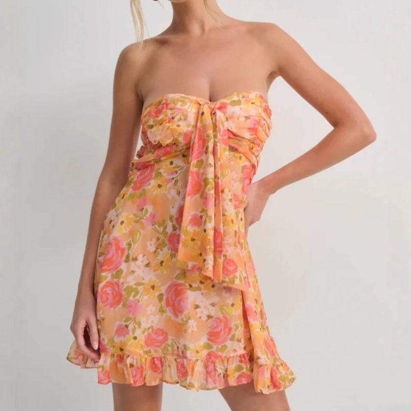 Trendy Summer Tube Dress with Print Design