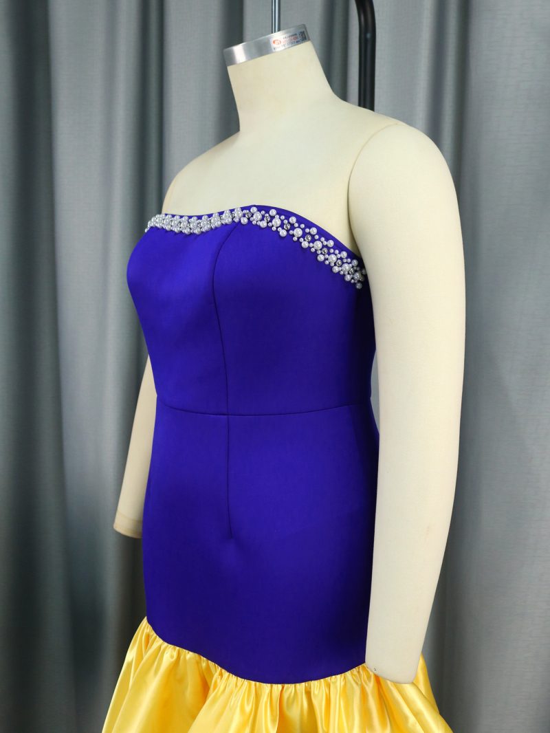 Elegant Women’s Contrast Color Sleeveless Tube Dress - Image 4
