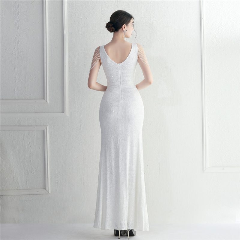 Luxury Women’s Handmade Beaded Long Evening Dress - Image 4