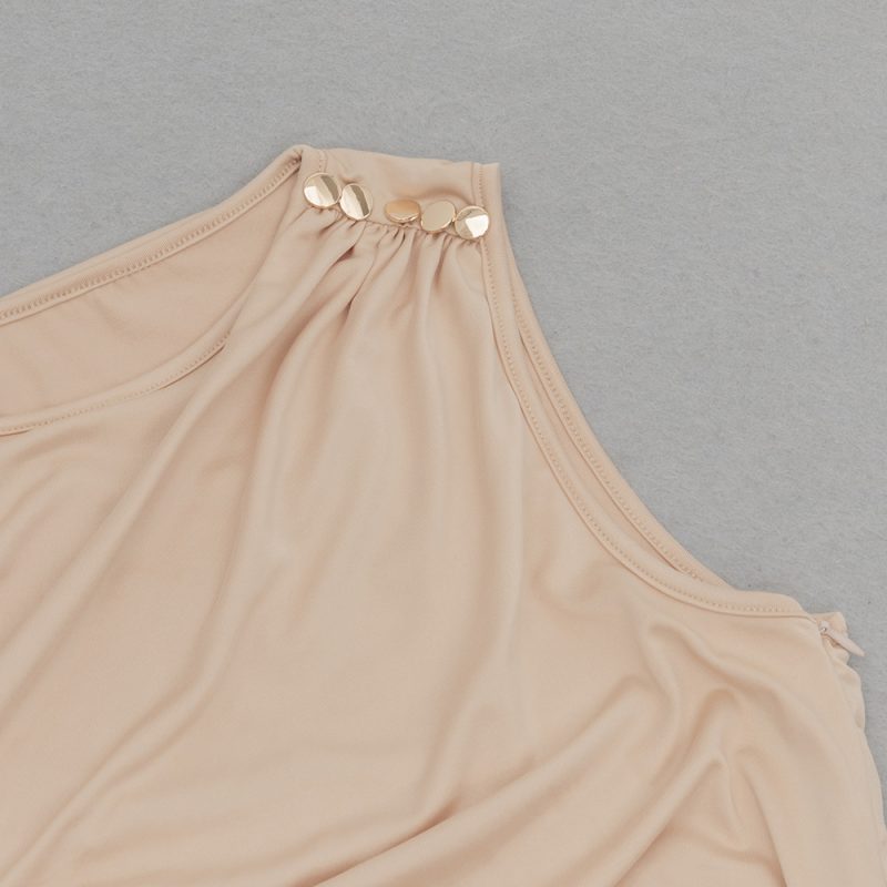 Summer Round Neck Sleeveless Pleated Ruffled Dress - Image 4