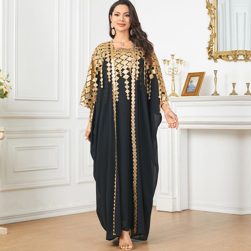Middle East Metallic Muslim Robe Two Piece Dress - Image 2
