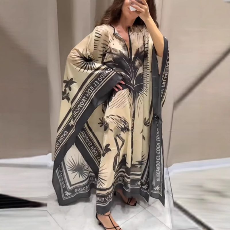 Women’s Plus Size Printed Vacation Dress for Autumn