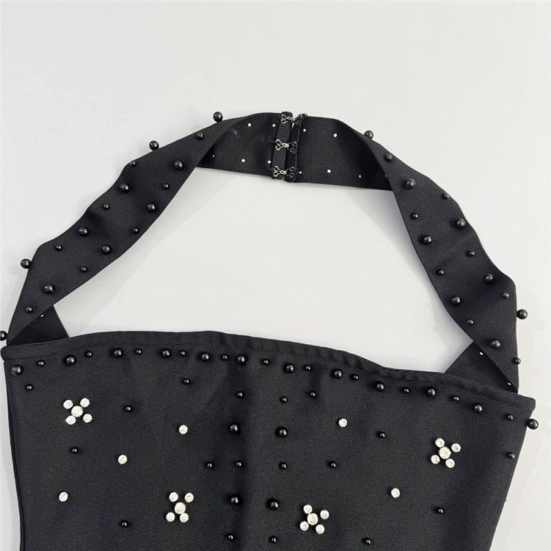 Halter Rhinestone Bandage One-Piece Dinner Dress - Image 4