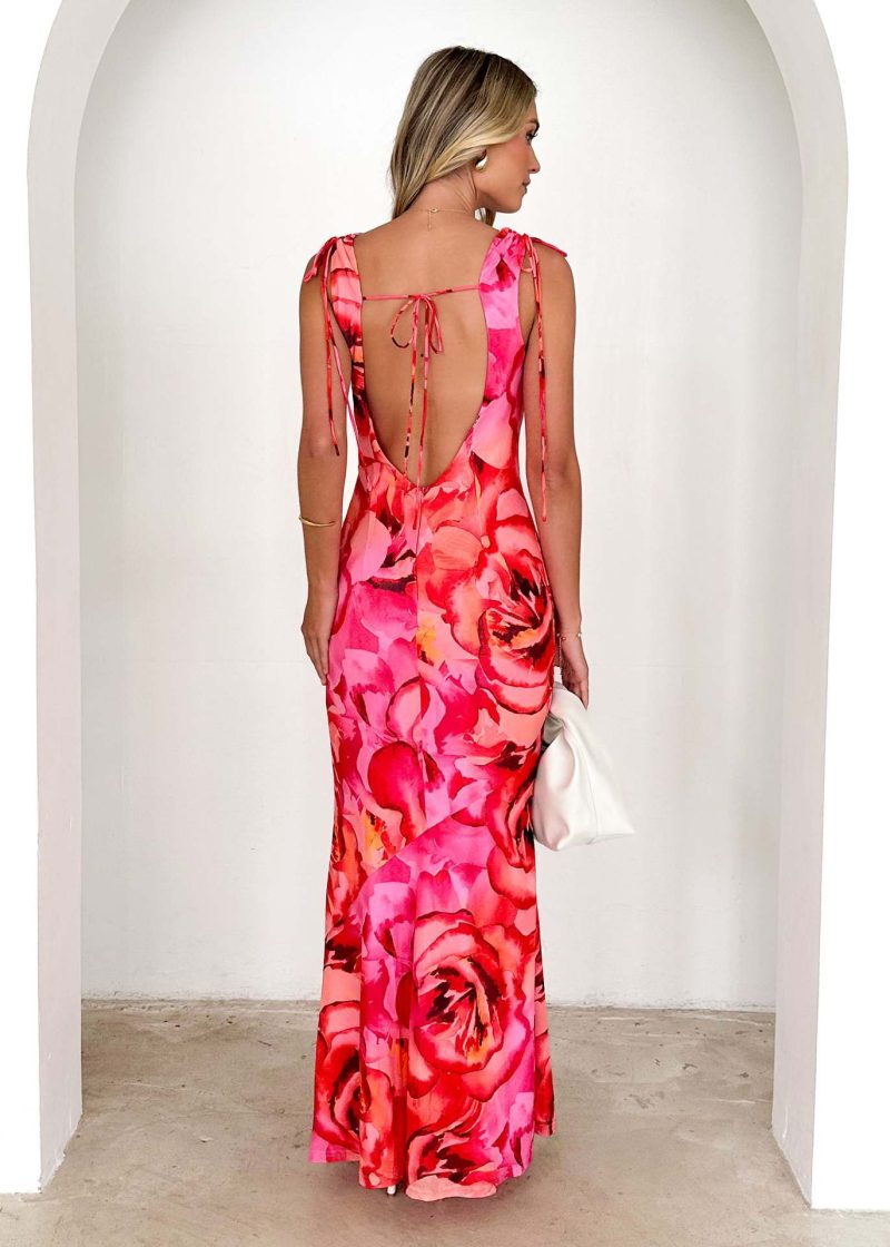 Spring Summer Women’s V-Neck Printed Lace-Up Dress - Image 3