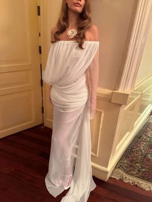 Women’s Off Shoulder Sheer Sleeve Mesh Dress