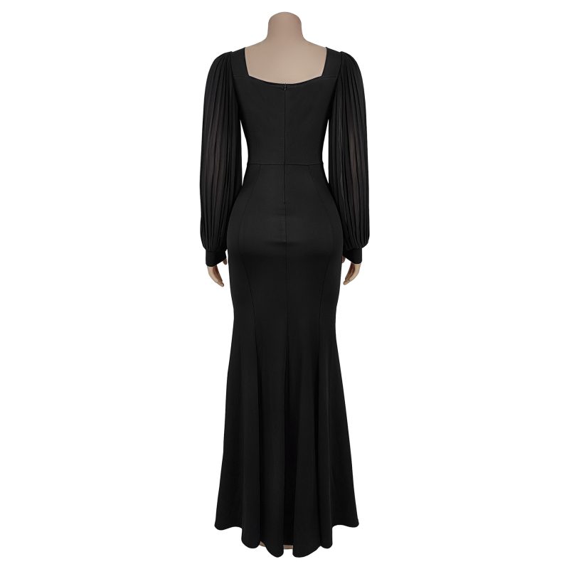 Waist Controlled Long Sleeve Fishtail Dress with Beading - Image 2