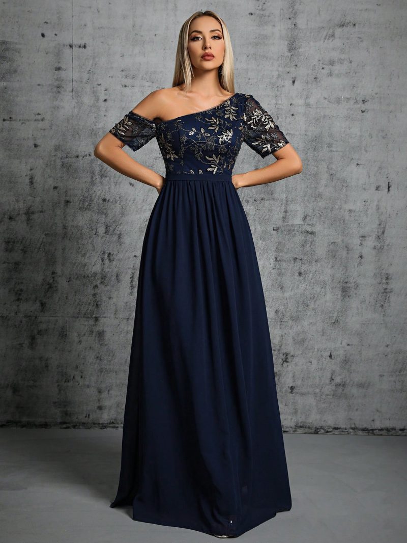 Plus Size Embroidered Mesh Evening Cocktail Dress - Image 3